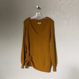 LOU & GREY Side Ruched Sweater - Mustard